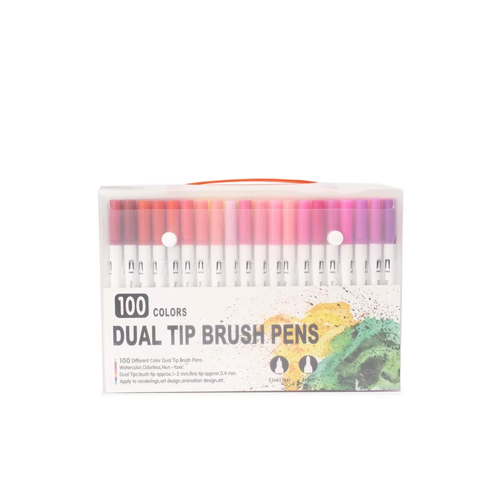 Kit Canetinhas Ponta Dupla 100 Cores Personalizado