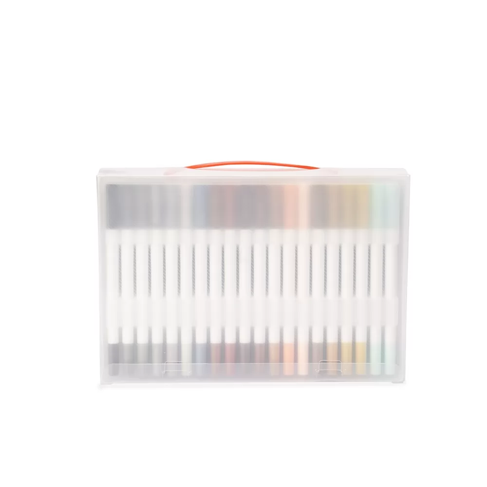 Kit Canetinhas Ponta Dupla 100 Cores Personalizado