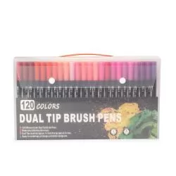 Kit Canetinhas Ponta Dupla 120 Cores Personalizado Kit Canetinhas Ponta Dupla 120 Cores Personalizado