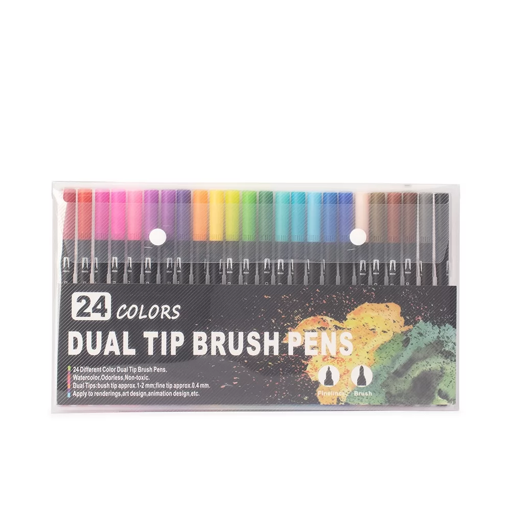 Kit Canetinhas Ponta Dupla 24 Cores Personalizado