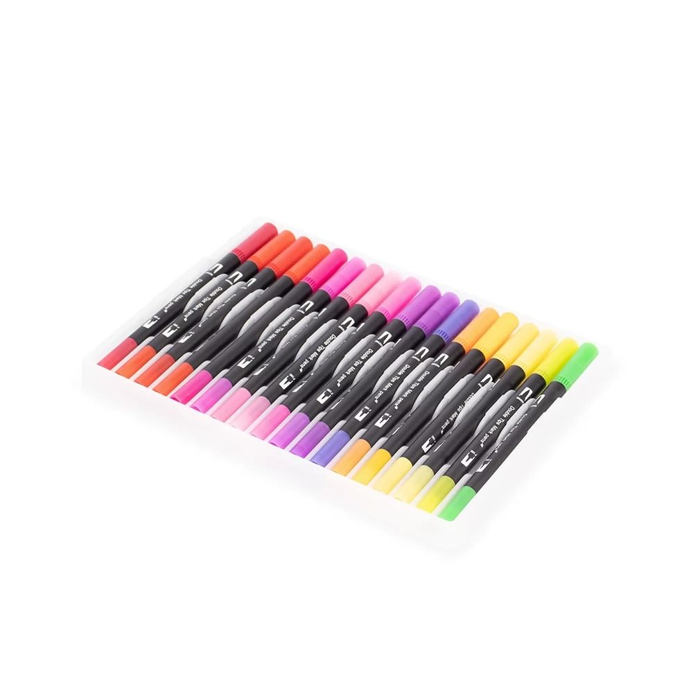 Kit Canetinhas Ponta Dupla 24 Cores Personalizado