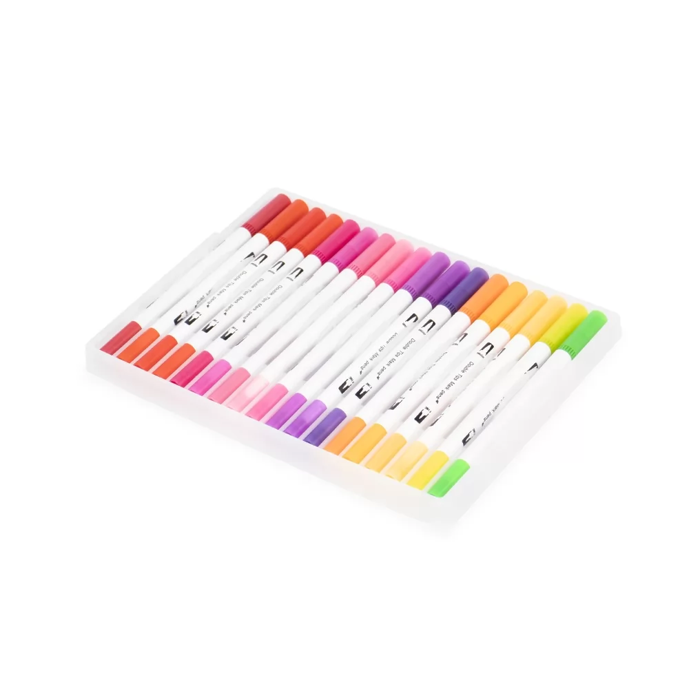 Kit Canetinhas Ponta Dupla 36 Cores Personalizado