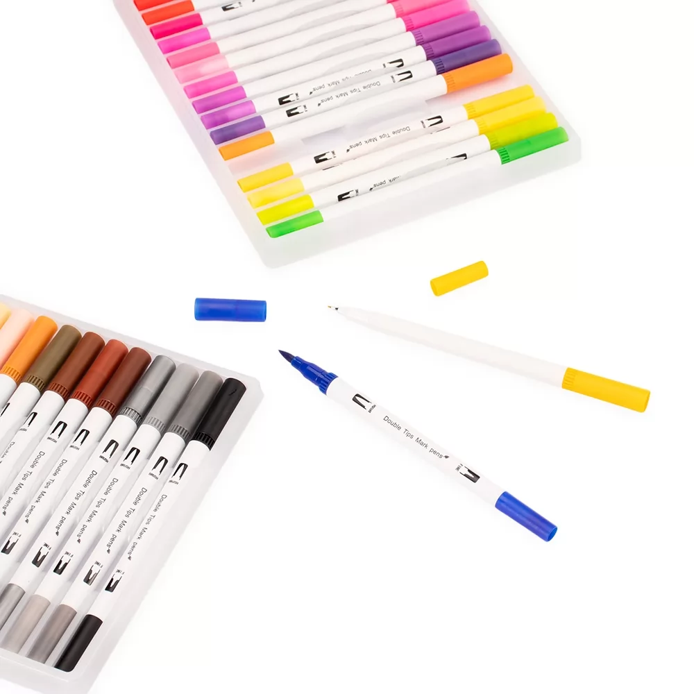 Kit Canetinhas Ponta Dupla 36 Cores Personalizado