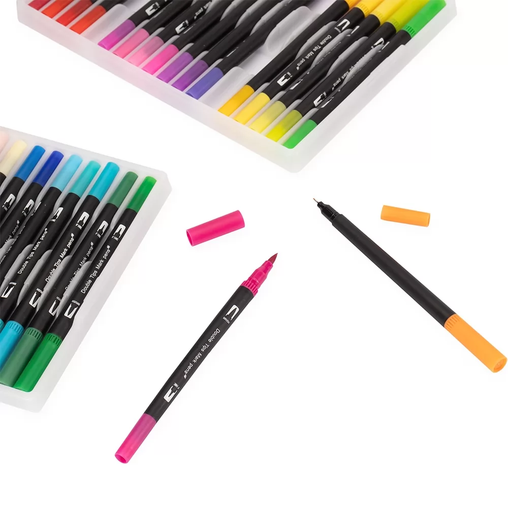 Kit Canetinhas Ponta Dupla 72 Cores Personalizado