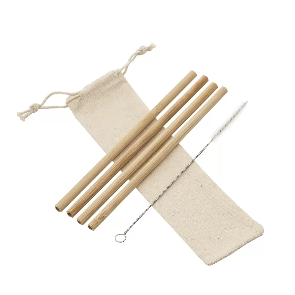 Kit Canudos de Bambu com Escova de Limpeza Personalizado Kit Canudos de Bambu com Escova de Limpeza Personalizado