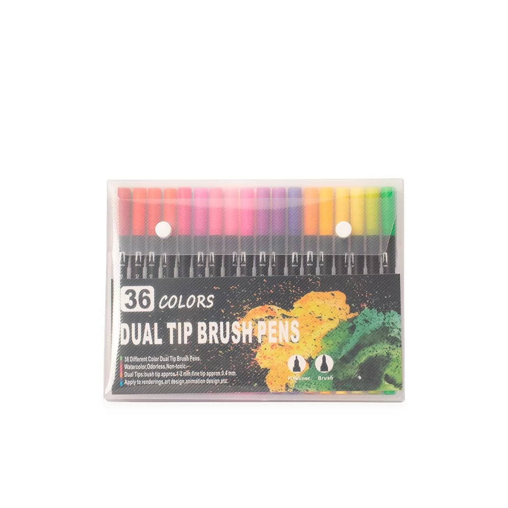 Kit de Canetinhas Ponta Dupla 36 Cores Personalizado