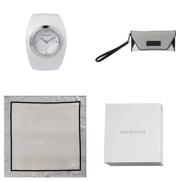 Kit Lenço, Bolsa e Relógio Premium Cacharel Personalizado Kit Lenço, Bolsa e Relógio Premium Cacharel Personalizado