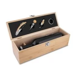 Kit Vinho Bambu 4 Peças Personalizado Kit Vinho Bambu 4 Peças Personalizado