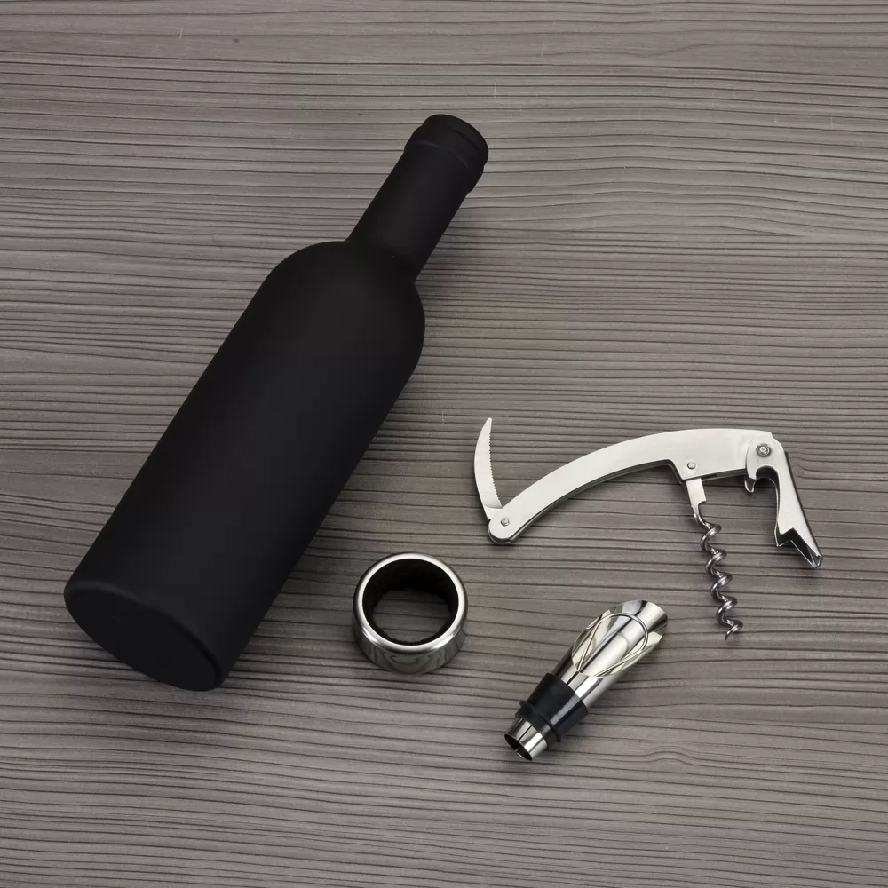 Kit Vinho Garrafa 3 peças Personalizado Kit Vinho Garrafa 3 peças Personalizado
