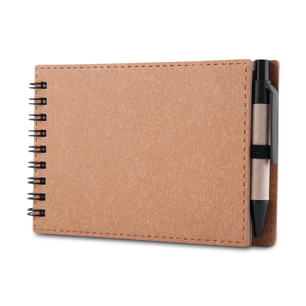 Mini Bloco de Anotações com Caneta e Capa em Papelão Personalizado