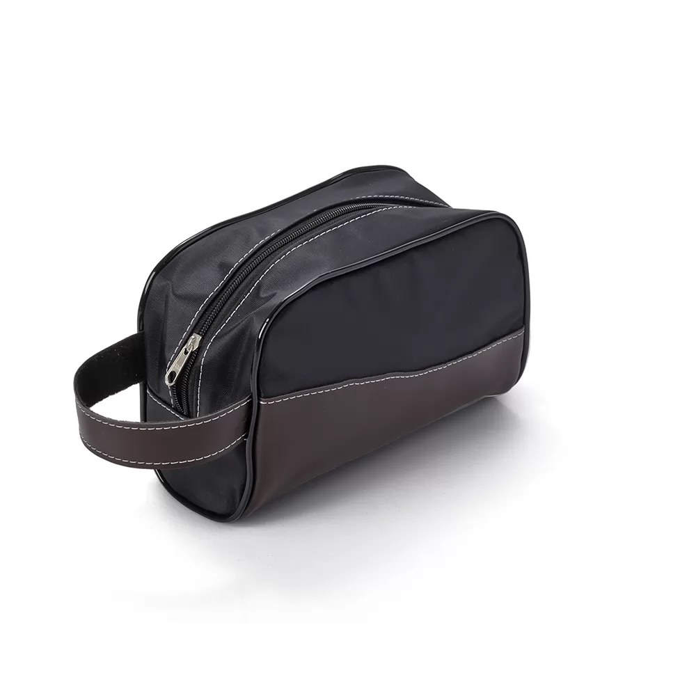 Necessaire em couro sintético e nylon Personalizado Necessaire em couro sintético e nylon Personalizado
