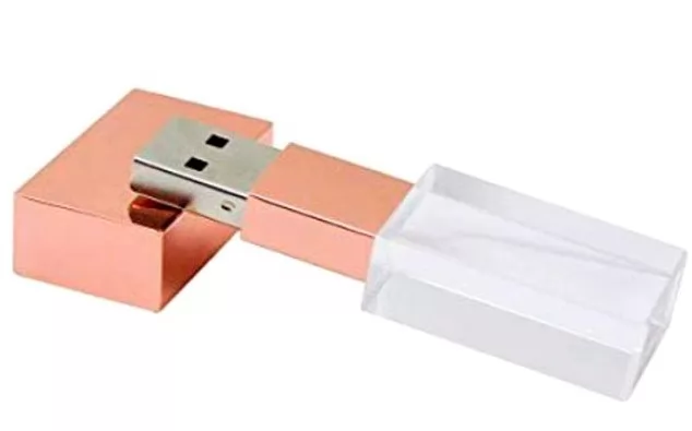 Pen Drive Vidro Rose Personalizado Pen Drive Vidro Rose Personalizado