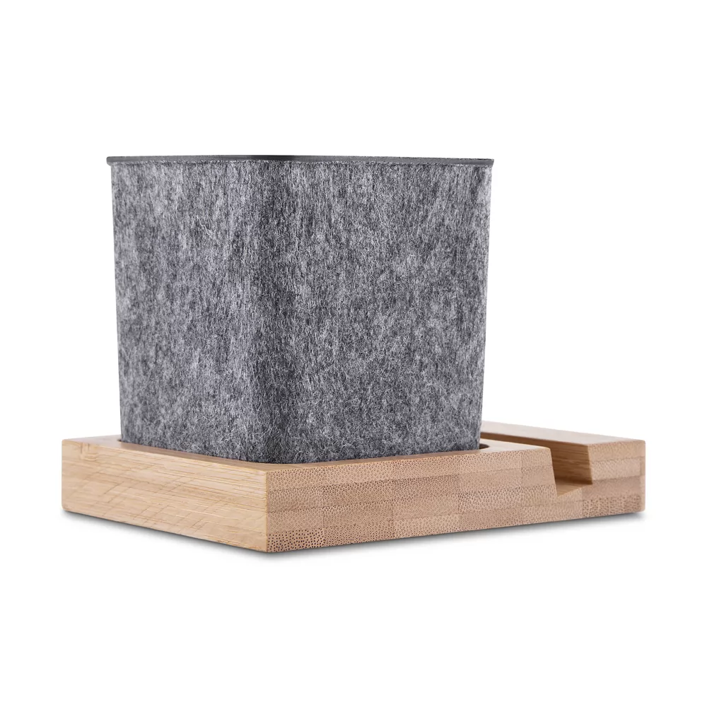 Porta Canetas e Celular de Feltro e Bambu Personalizada