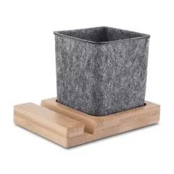 Porta Canetas e Celular de Feltro e Bambu Personalizada Porta Canetas e Celular de Feltro e Bambu Personalizada