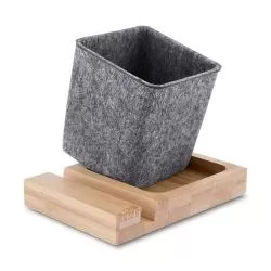 Porta Canetas e Celular de Feltro e Bambu Personalizada Porta Canetas e Celular de Feltro e Bambu Personalizada