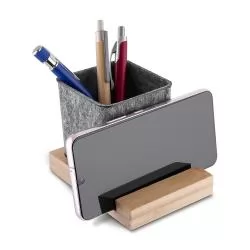 Porta Canetas e Celular de Feltro e Bambu Personalizada Porta Canetas e Celular de Feltro e Bambu Personalizada