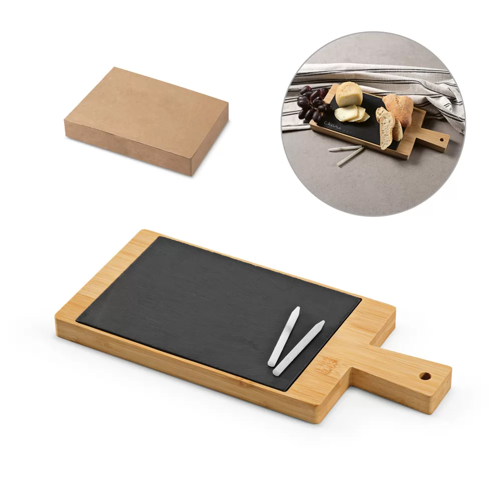 Quadro com ardósia em bambu e 2 gizes inclusos Personalizado