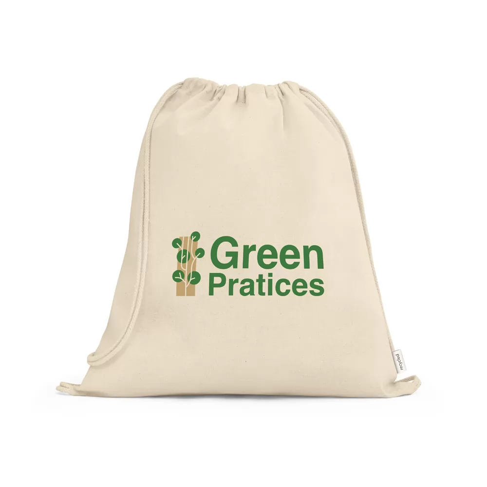 Sacola tipo mochila em 100% algodão reciclado (180 g/m²) Personalizada Sacola tipo mochila em 100% algodão reciclado (180 g/m²) Personalizada