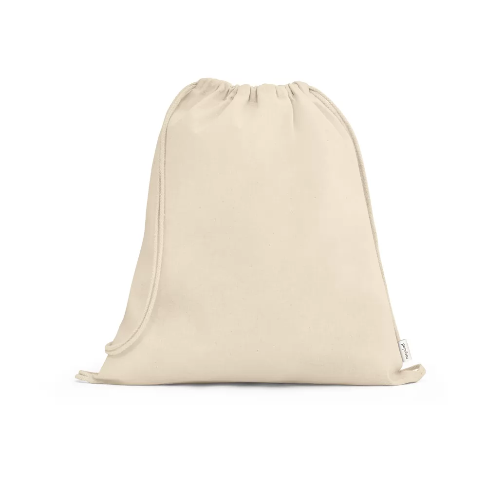 Sacola tipo mochila em 100% algodão reciclado (180 g/m²) Personalizada Sacola tipo mochila em 100% algodão reciclado (180 g/m²) Personalizada