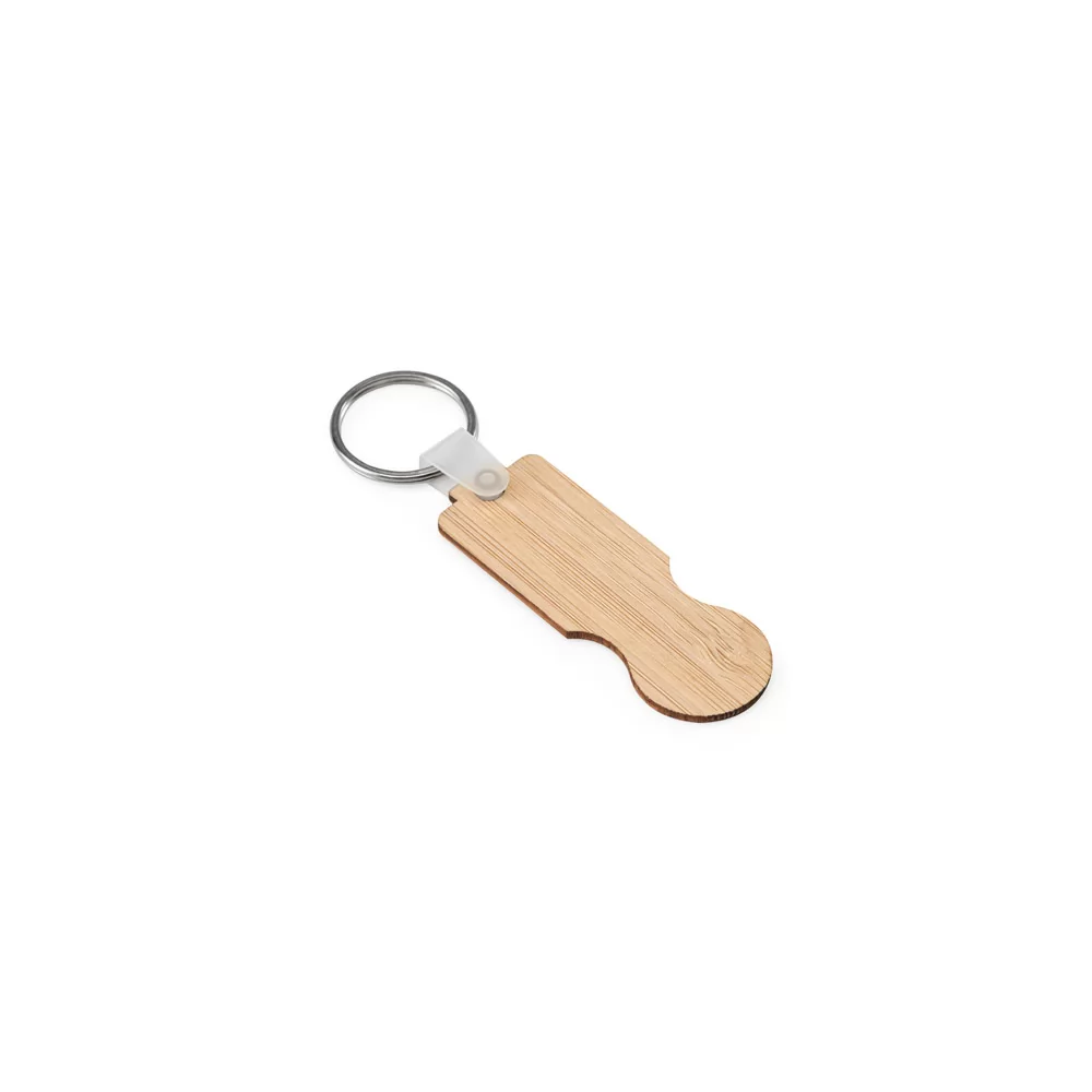 SHOPZ. Chaveiro em bambu com extremidade em formato de moeda Personalizado