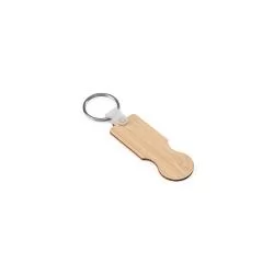 SHOPZ. Chaveiro em bambu com extremidade em formato de moeda Personalizado